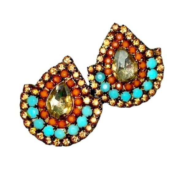 Vintage Art Deco Czech Crystal Abstract Earrings - Picture 7 of 12